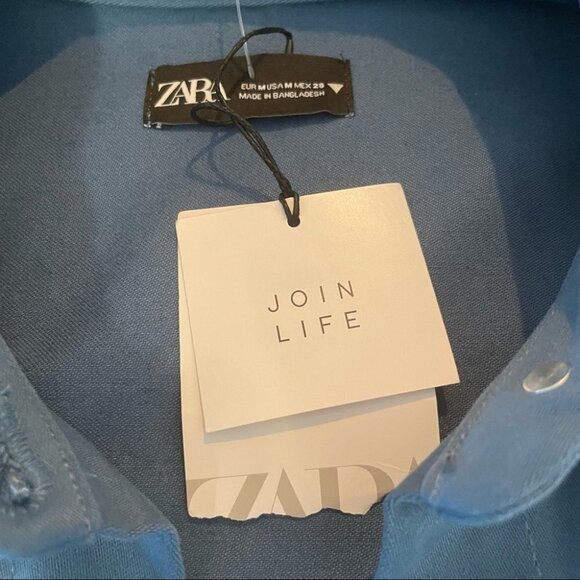 zara • Denim Button Down Long Sleeves Mini Dress - Picture 7 of 10